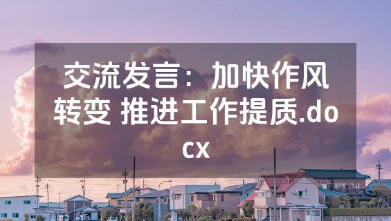 交流发言：加快作风转变 推进工作提质.docx