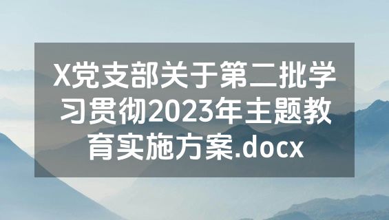 X党支部关于第二批学习贯彻2023年主题教育实施方案.docx