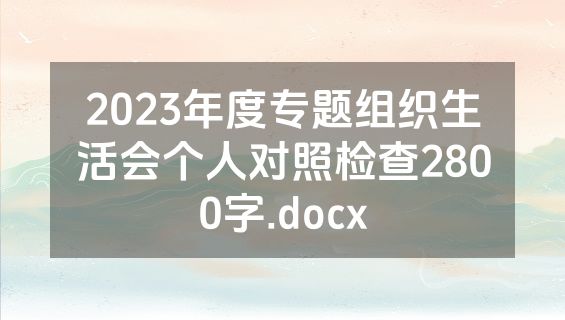 2023年度专题组织生活会个人对照检查2800字.docx