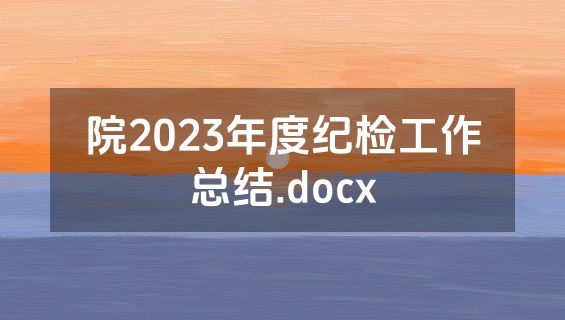 院2023年度纪检工作总结.docx