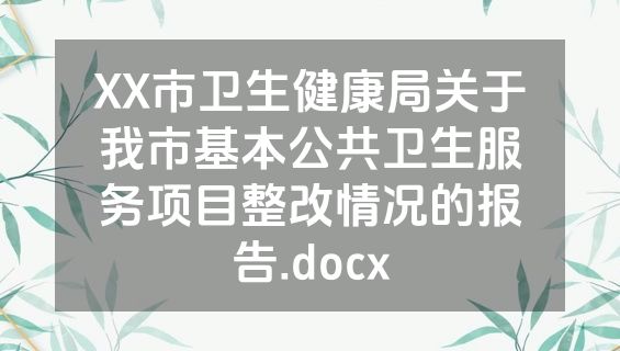XX市卫生健康局关于我市基本公共卫生服务项目整改情况的报告.docx