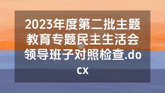 2023年度第二批主题教育专题民主生活会领导班子对照检查.docx