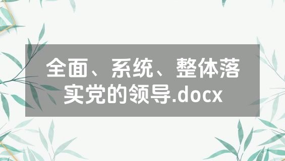全面、系统、整体落实党的领导.docx