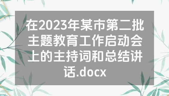 在2023年某市第二批主题教育工作启动会上的主持词和总结讲话.docx