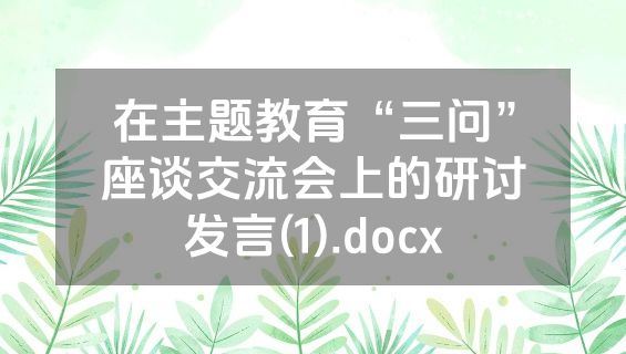 在主题教育“三问”座谈交流会上的研讨发言(1).docx