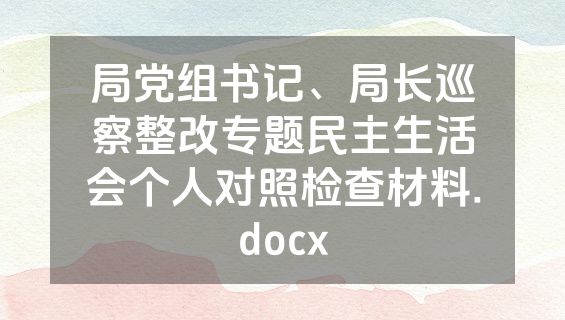 局党组书记、局长巡察整改专题民主生活会个人对照检查材料.docx