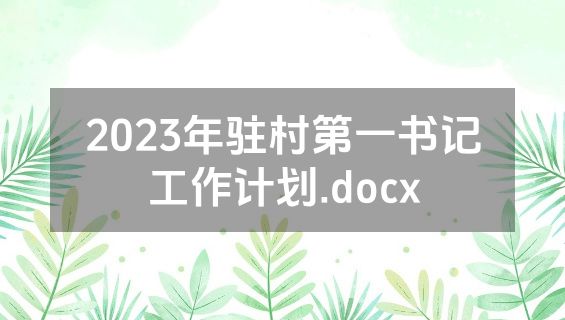 2023年驻村第一书记工作计划.docx