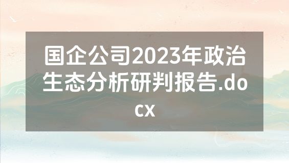 国企公司2023年政治生态分析研判报告.docx