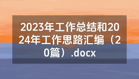 2023年工作总结和2024年工作思路汇编（20篇）.docx