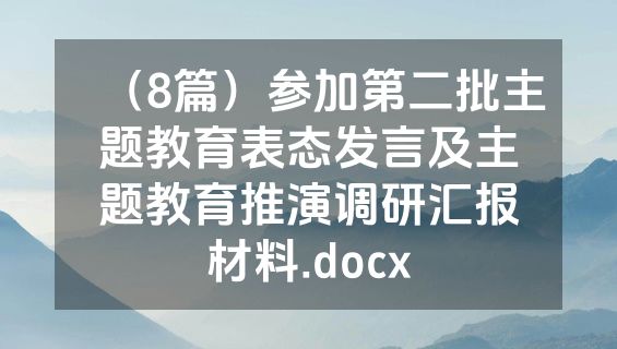 （8篇）参加第二批主题教育表态发言及主题教育推演调研汇报材料.docx