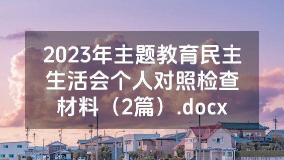 2023年主题教育民主生活会个人对照检查材料（2篇）.docx