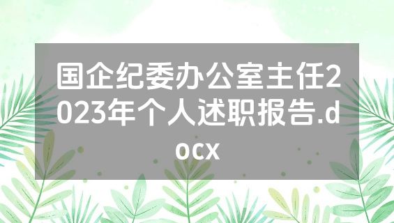 国企纪委办公室主任2023年个人述职报告.docx