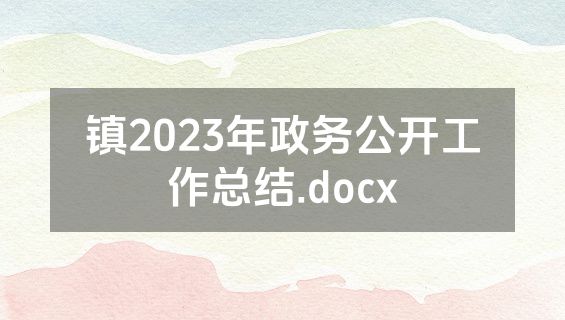 镇2023年政务公开工作总结.docx