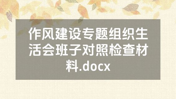 作风建设专题组织生活会班子对照检查材料.docx