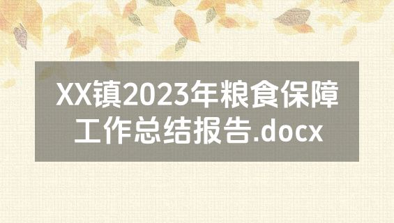 XX镇2023年粮食保障工作总结报告.docx