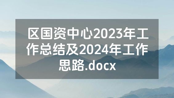 区国资中心2023年工作总结及2024年工作思路.docx