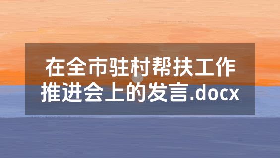 在全市驻村帮扶工作推进会上的发言.docx