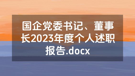 国企党委书记、董事长2023年度个人述职报告.docx