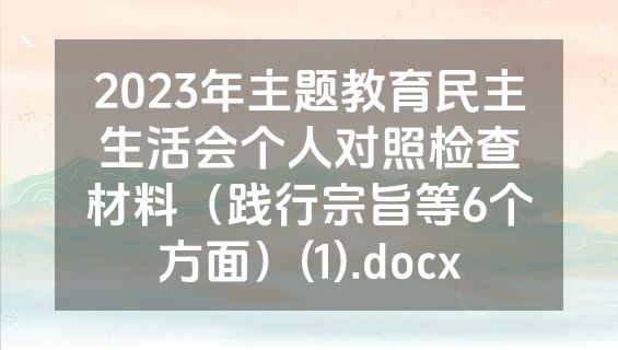 2023年主题教育民主生活会个人对照检查材料（践行宗旨等6个方面）(1).docx