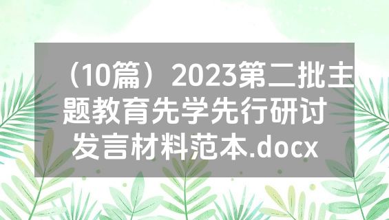 （10篇）2023第二批主题教育先学先行研讨发言材料范本.docx