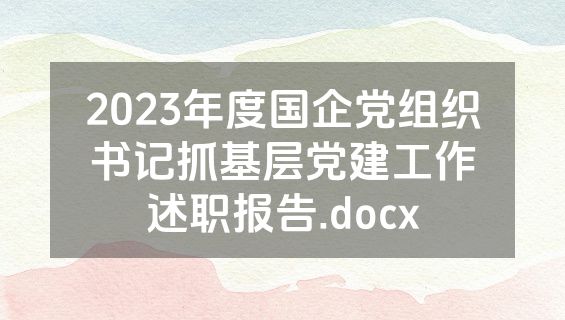 2023年度国企党组织书记抓基层党建工作述职报告.docx