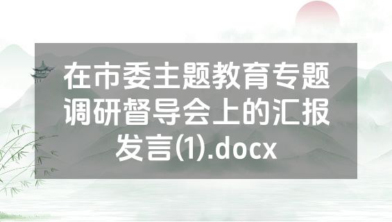 在市委主题教育专题调研督导会上的汇报发言(1).docx
