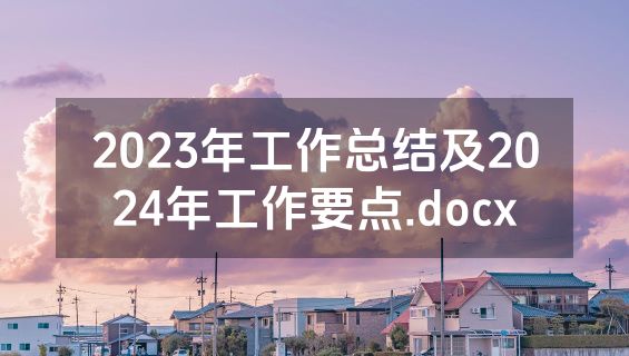 2023年工作总结及2024年工作要点.docx