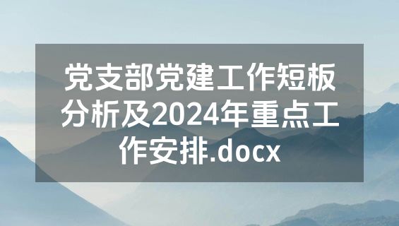 党支部党建工作短板分析及2024年重点工作安排.docx