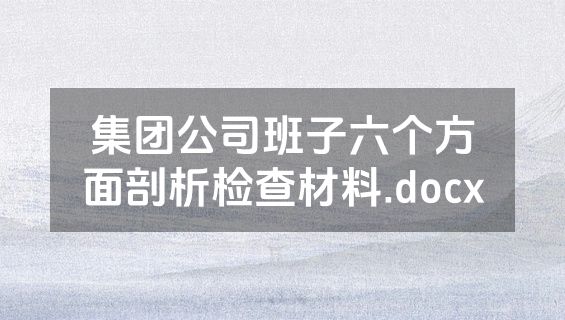 集团公司班子六个方面剖析检查材料.docx