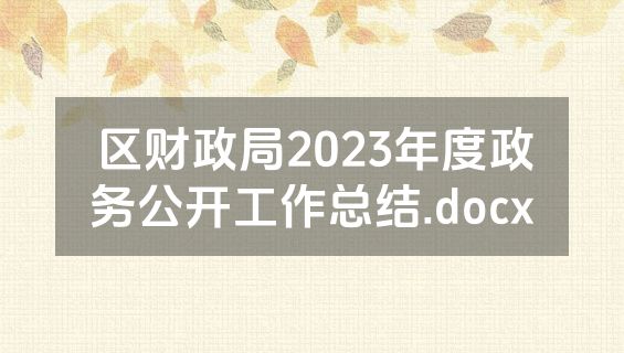 区财政局2023年度政务公开工作总结.docx