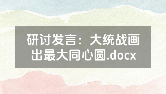 研讨发言：大统战画出最大同心圆.docx