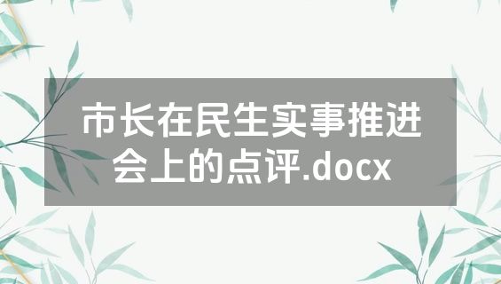 市长在民生实事推进会上的点评.docx