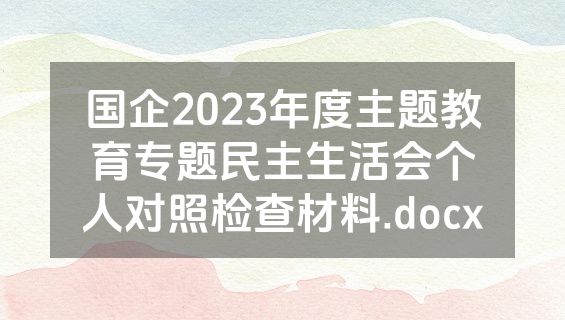 国企2023年度主题教育专题民主生活会个人对照检查材料.docx
