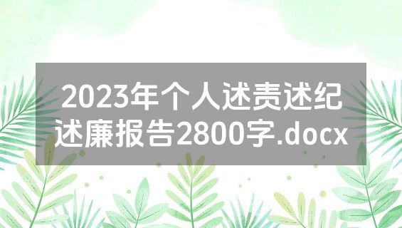 2023年个人述责述纪述廉报告2800字.docx