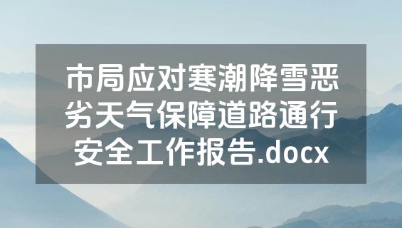 市局应对寒潮降雪恶劣天气保障道路通行安全工作报告.docx