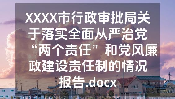 XXXX市行政审批局关于落实全面从严治党“两个责任”和党风廉政建设责任制的情况报告.docx