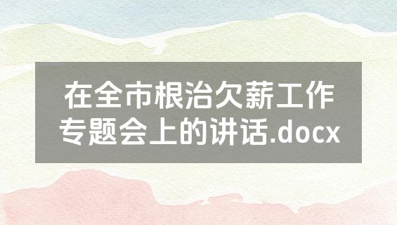 在全市根治欠薪工作专题会上的讲话.docx