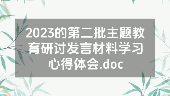 2023的第二批主题教育研讨发言材料学习心得体会.doc