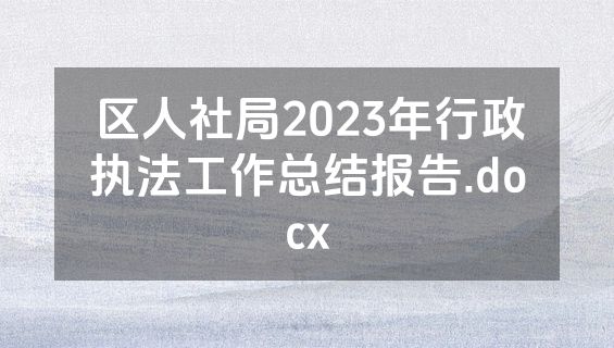 区人社局2023年行政执法工作总结报告.docx