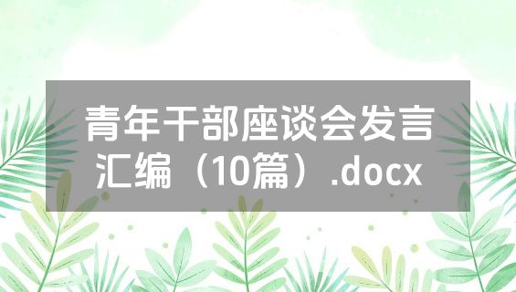 青年干部座谈会发言汇编（10篇）.docx