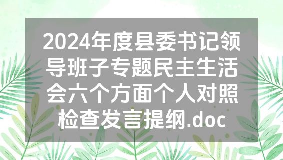 2024年度县委书记领导班子专题民主生活会六个方面个人对照检查发言提纲.doc