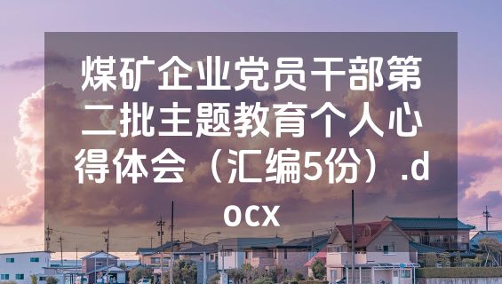 煤矿企业党员干部第二批主题教育个人心得体会（汇编5份）.docx