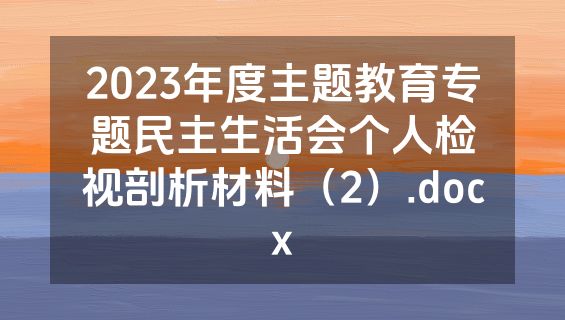2023年度主题教育专题民主生活会个人检视剖析材料（2）.docx