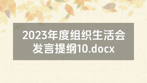 2023年度组织生活会发言提纲10.docx