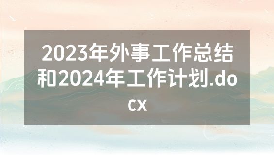 2023年外事工作总结和2024年工作计划.docx