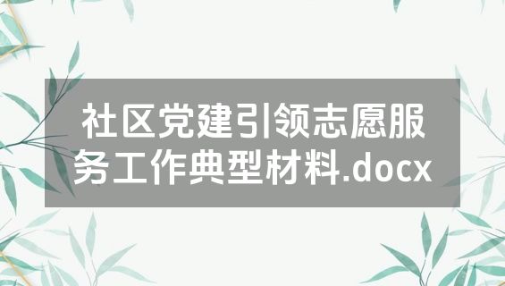 社区党建引领志愿服务工作典型材料.docx
