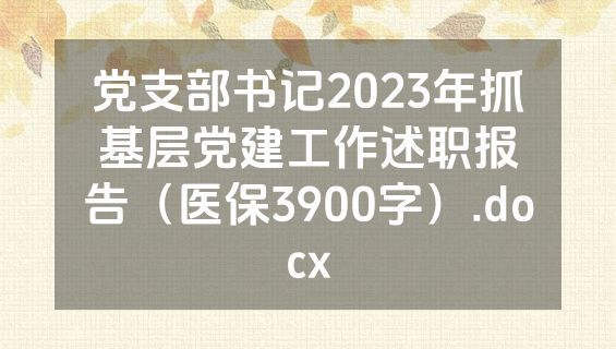 党支部书记2023年抓基层党建工作述职报告（医保3900字）.docx