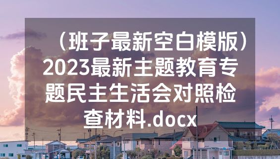 （班子最新空白模版）2023最新主题教育专题民主生活会对照检查材料.docx