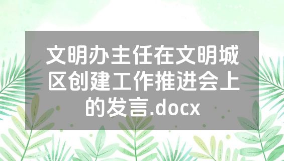 文明办主任在文明城区创建工作推进会上的发言.docx