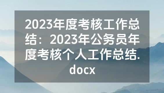 2023年度考核工作总结：2023年公务员年度考核个人工作总结.docx